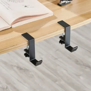 Punch-Free Dual Desk-Edge Headphone Hook
